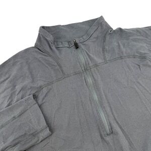 REI Co-op Quarter Zip Long Sleeve Pullover Shirt Men's L Gray Stripe Polyester